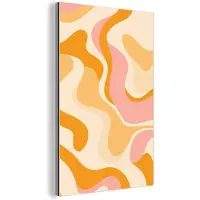 MuchoWow Aluminium schilderij 120x180 cm - Wanddecoratie metaal - Abstract - Golvend - Oranje - Metalen muurdecoratie woonkamer - Decoratie industrieel - Foto op dibond - Industriële accessoires slaapkamer