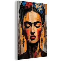MuchoWow Aluminium schilderij 40x60 cm - Wanddecoratie metaal - Portret - Vrouw - Bloemen - Metalen muurdecoratie woonkamer - Decoratie industrieel - Foto op dibond - Industriële accessoires slaapkamer