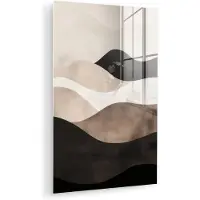 MuchoWow Glasschilderij 120x180 cm - Schilderij acrylglas - Abstract - Landschap - Golven - Crèmekleur - Foto op glas - Muurdecoratie woonkamer - Wanddecoratie slaapkamer - Schilderijen