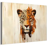 MuchoWow Aluminium schilderij 120x80 cm - Wanddecoratie metaal - Luipaard - Symmetrisch - Strepen - Metalen muurdecoratie woonkamer - Decoratie industrieel - Foto op dibond - Industriële accessoires slaapkamer