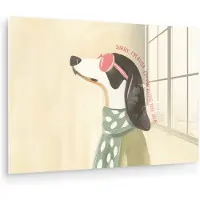 MuchoWow Glasschilderij 60x40 cm - Schilderij acrylglas - Quote - Hond - Zonnebril - Foto op glas - Muurdecoratie woonkamer - Wanddecoratie slaapkamer - Schilderijen