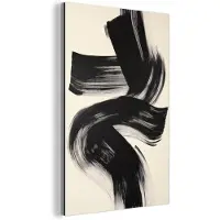 MuchoWow Aluminium schilderij 40x60 cm - Wanddecoratie metaal - Strepen - Zwart - Abstract - Metalen muurdecoratie woonkamer - Decoratie industrieel - Foto op dibond - Industriële accessoires slaapkamer