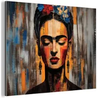 MuchoWow Aluminium schilderij 160x120 cm - Wanddecoratie metaal - Portret - Vrouw - Bloemen - Metalen muurdecoratie woonkamer - Decoratie industrieel - Foto op dibond - Industriële accessoires slaapkamer