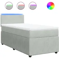 vidaXL Boxspring met matras fluweel lichtgrijs 90x200 cm