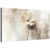 MuchoWow Aluminium schilderij 80x40 cm - Wanddecoratie metaal - Bloem - Beige - Verf - Schaduw - Metalen muurdecoratie woonkamer - Decoratie industrieel - Foto op dibond - Industriële accessoires slaapkamer