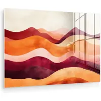 MuchoWow Glasschilderij 60x40 cm - Schilderij acrylglas - Abstract - Landschap - Golven - Foto op glas - Muurdecoratie woonkamer - Wanddecoratie slaapkamer - Schilderijen