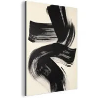 MuchoWow Aluminium schilderij 120x160 cm - Wanddecoratie metaal - Strepen - Zwart - Abstract - Metalen muurdecoratie woonkamer - Decoratie industrieel - Foto op dibond - Industriële accessoires slaapkamer