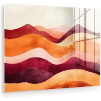 MuchoWow Glasschilderij 160x120 cm - Schilderij acrylglas - Abstract - Landschap - Golven - Foto op glas - Muurdecoratie woonkamer - Wanddecoratie slaapkamer - Schilderijen