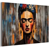 MuchoWow Aluminium schilderij 180x120 cm - Wanddecoratie metaal - Portret - Vrouw - Bloemen - Metalen muurdecoratie woonkamer - Decoratie industrieel - Foto op dibond - Industriële accessoires slaapkamer