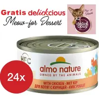 Almo Nature kitten met kip 24 x 70 gram met GRATIS Delickcious dessert
