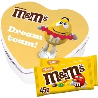 M&M's geschenkdoos hartje 'Dreamteam' - peanut - chocolade met pinda - chocoladecadeau - 2 zakjes - 90g