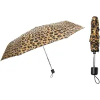 Benson Paraplu mini - 2x - luipaardprint - opvouwbaar - 93 x 55 cm - reisparaplu - compact