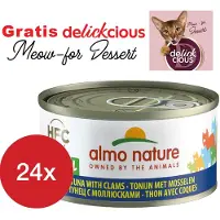 Almo Nature tonijn met mosselen 24 x 70 gram met GRATIS Delickcious dessert