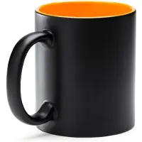 Roly 5 stuks multi color mok geschikt voor lasertechniek 350ml buitenzijde zwart, Gekleurde binnenzijde Zwart - Oranje / Merk Stamina model Macha