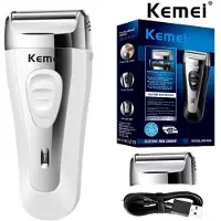 Kemei 2in1 Scheerapparaat - Extra mesje + Aluminium Kap - Oplaadbare Body Shaver + Baard/Precisietrimmer - Perfecte Lichaamshaar Verzorging voor Dames en Heren - Kleur: Wit