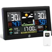 Equivera Weerstation Binnen en Buiten - Hygrometer - Thermometer - Digitaal voor Binnen en Buiten - Luchtvochtigheidsmeter - Geavanceerde Versie
