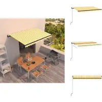 vidaXL Uitschuifbare Luifel - Uitschuifbare Luifels - Uittrekbare Luifel - Uittrekbare Luifels - Luifel automatisch uittrekbaar 400x350 cm geel en wit