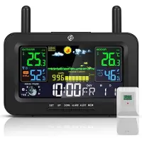 Equivera Weerstation Binnen en Buiten - Hygrometer - Thermometer - Digitaal voor Binnen en Buiten - Luchtvochtigheidsmeter - Geavanceerde Versie
