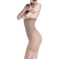 Giulia - Talia Control 40den half-sheer Panty met hoge taille en shapping broekje - Beige - XL