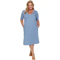 Doctor Nap Katoenen Nachthemd Nachtjapon Korte Mouw Dames Sky Blue TB.7263 40 / L