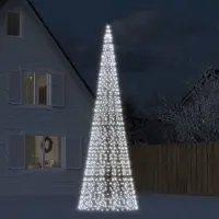 The Living Store Tuinverlichting - Lichtkegel - LED-kerstboom aan vlaggenmast 1534 LEDs koud wit 500 cm - Vlaggenmastverlichting - Led Lampen - Outdoor Lighting