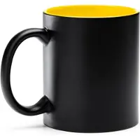 Roly 5 stuks multi color mok geschikt voor lasertechniek 350ml buitenzijde zwart, Gekleurde binnenzijde Zwart - Geel / Merk Stamina model Macha