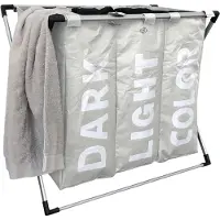 Equivera Wasmand 3 Vakken - Wassorteerder - Driedelige Wasmand - Organizer Kleding - Laundry Basket - Wasbox