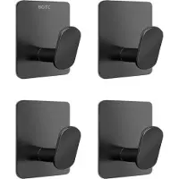 BOTC Handdoekhouder RVS - Handdoekhaakjes Zelfklevend - 4 Stuks - Handdoek Klem - Rechthoekige Handdoek - Zwart
