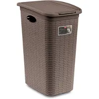 Stefanplast Wasmand met deksel 'Elegance' - 36 Liter - Met ventilatie - Handgrepen - Taupe