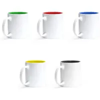 Roly 15 stuks multi color mok geschikt voor lasertechniek 350ml buitenzijde wit, Gekleurde binnenzijde / Merk Stamina model Roibo