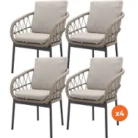 Van der Garde Tuinmeubelen Set van 4 - Julia dining tuinstoel - Antraciet