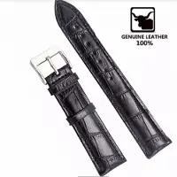Charme Bijoux Croco Horlogebandje- Leer-Zwart 20 mm -