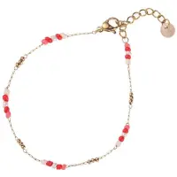 Go Dutch Label Armband rood roze kraal Gold B2234-2