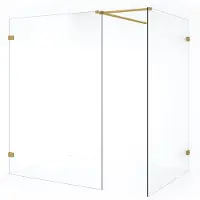 Maxaro Diamond Inloopdouche | 140x140 cm Goud Helder glas 2 vaste wanden