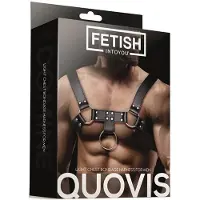 Fetish Black Shadow Quovis Male Chest Bondage Harness Vegan Leather