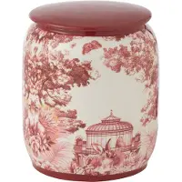 J-Line pot moriko rond porselein rood/wit small 16x16x23cm
