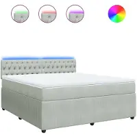 vidaXL Boxspring met matras fluweel lichtgrijs 180x200 cm
