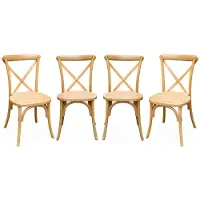 Sweeek Vintage rubberhouten bistrostoelen (set van 4) Naturel
