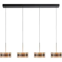Highlight Hanglamp Enzo 4-lichts Recht Brons/Amber Glas