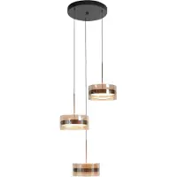 Highlight Hanglamp Enzo 3-lichts Rond Brons/Amber Glas