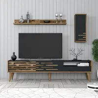 Skye Decor Set van TV-meubel en wandrekken Valensiya | spaanplaat grijs 180x35x45 cm tv-meubels | NADUVI