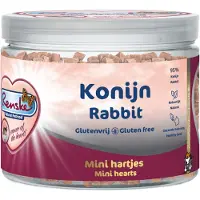 Renske 12x Kattensnack Gezonde Beloning Hartjes Konijn 100 gr