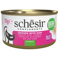 Schesir 12x Complementary Kattenvoer Kip & Ham in Gelei 70 gr