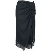Banned Midirok - Umbra Mesh Ruched Skirt - XS tot 4XL - voor Vrouwen - zwart - Maat XL
