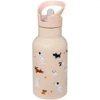 Atmosphera Kids Back to school - Drinkfles RVS - Beige - 350 ML - Hondjes