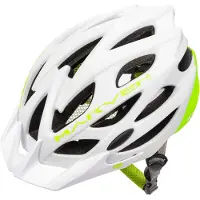Meteor Marven I fiethelm, geschikt voor heren, dames en kinderen. Mountainbike helm, skathelm. Maat S, 52-56 cm. Kleur: wit/neon groen
