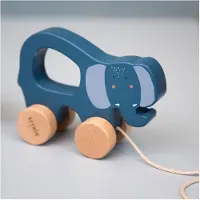 Trixie Houten Trekspeeltje - Mrs. Elephant - Voor de eerste stapjes - Babyspeelgoed - Voor Jongens & Meisjes - Olifant