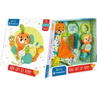Clementoni - Baby Giftset Puppy - Blauw - Cadeau pakket met bijtring en knuffel - vanaf 0 jaar
