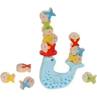 Goki Balancerende zeehond - Met Visjes - 13,6X11,5X2Cm - Hout - 4 Jaar