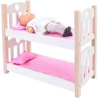 Engelhardt Poppen Stapelbed Roze/Wit – Houten Poppenbed met Magnetische Bedden – Inclusief Matrasjes, Dekentjes & Kussens – Geschikt voor Alle Poppen – Games